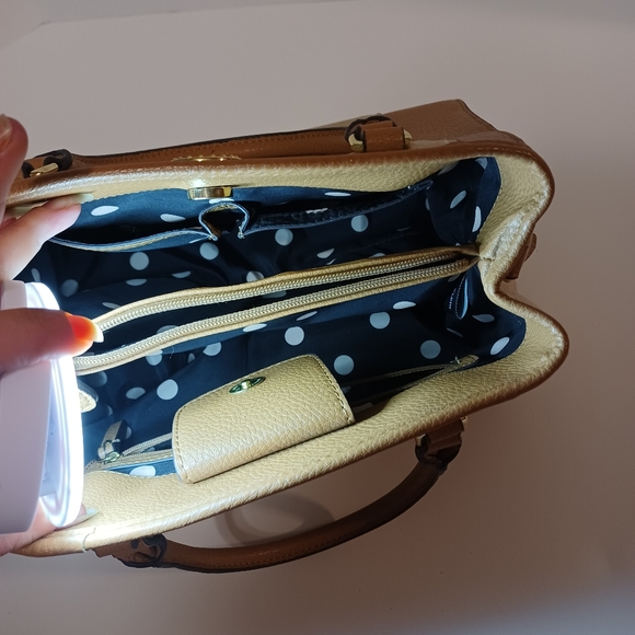 Anne Klein Purse Never Used Tan Cream Gold Accent Hardware Missing Long Strap - Picture 7 of 11